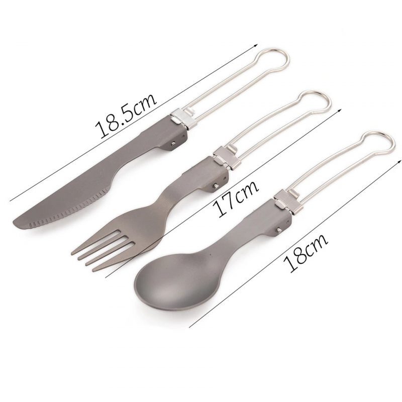 Widesea Titanyum Katlanır Çatal,Kaşık,Bıçak Seti