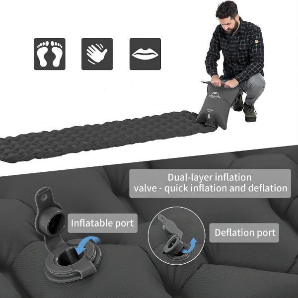 Naturehike Tek Kişilik Şişme Mat - Comfort Gri - Görsel 5
