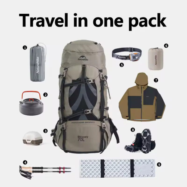 Naturehike Profesyonel Kamp Outdoor Çanta 70+5 L - Görsel 8