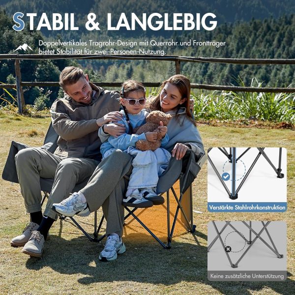 Çift Kişilik Kamp Sandalyesi Sünger Destekli Komfort - Görsel 5