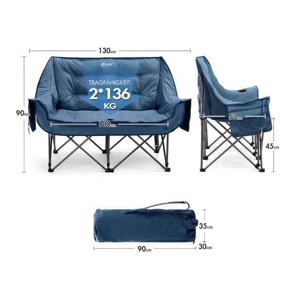 Çift Kişilik Kamp Sandalyesi Sünger Destekli Komfort - Görsel 9