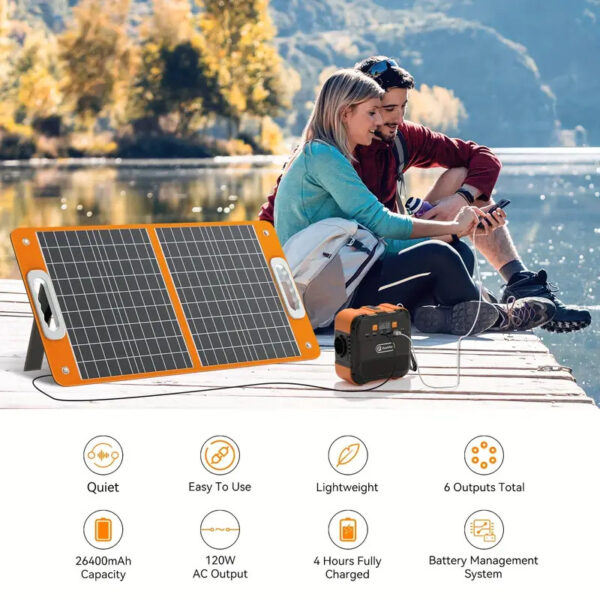 FlashFish Taşınabilir Solar Güç Kaynağı 120W - Görsel 5