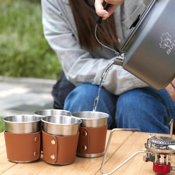 Bulin Büyük Kamp Çaydanlığı Seti + 4'lü Bardak - Görsel 4