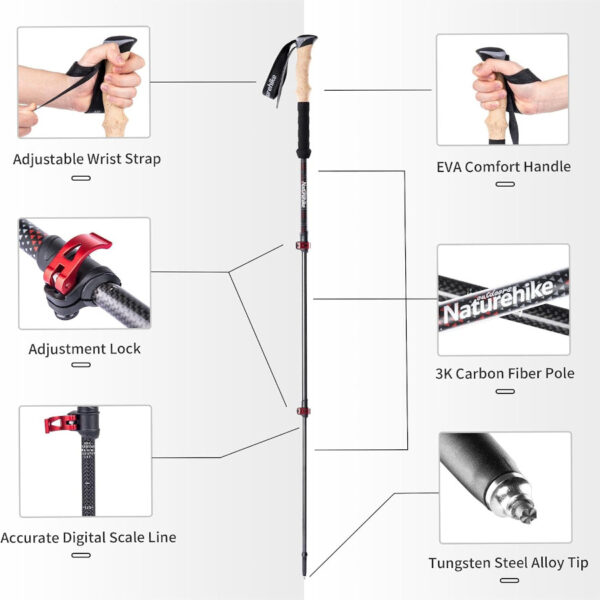 Naturehike 3K Karbon Fiber Trekking Batonu - Görsel 8