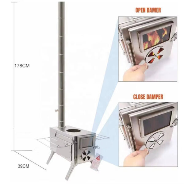 Peakhike Paslanmaz Çelik Çadır Sobası - Full Set - Görsel 10
