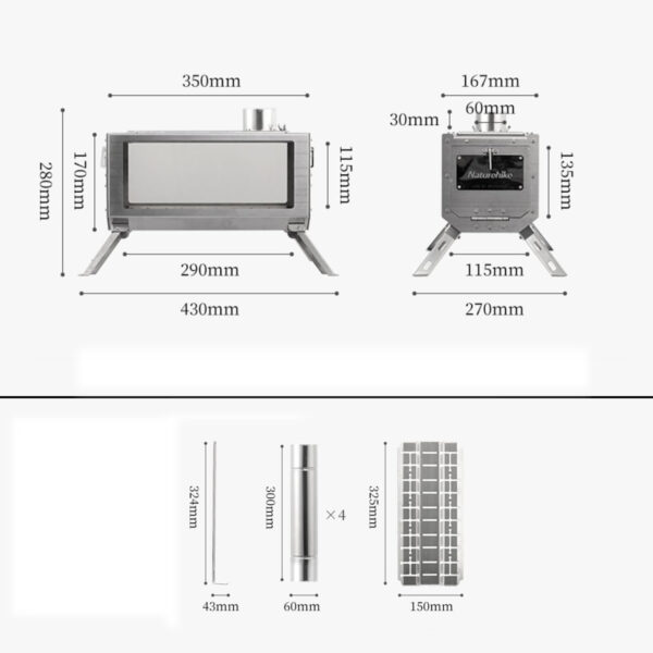 Naturehike Glamping Kamp Sobası - Paslanmaz Çelik - Görsel 11