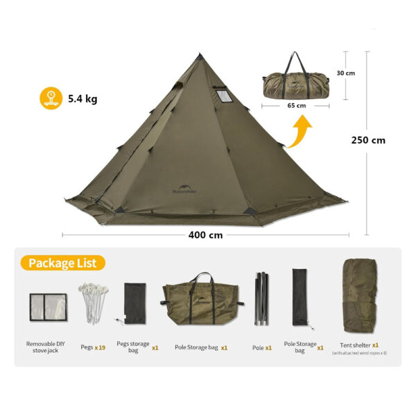 Naturehike Ranch Fire 6 Piramid Termal Çadır - Görsel 8