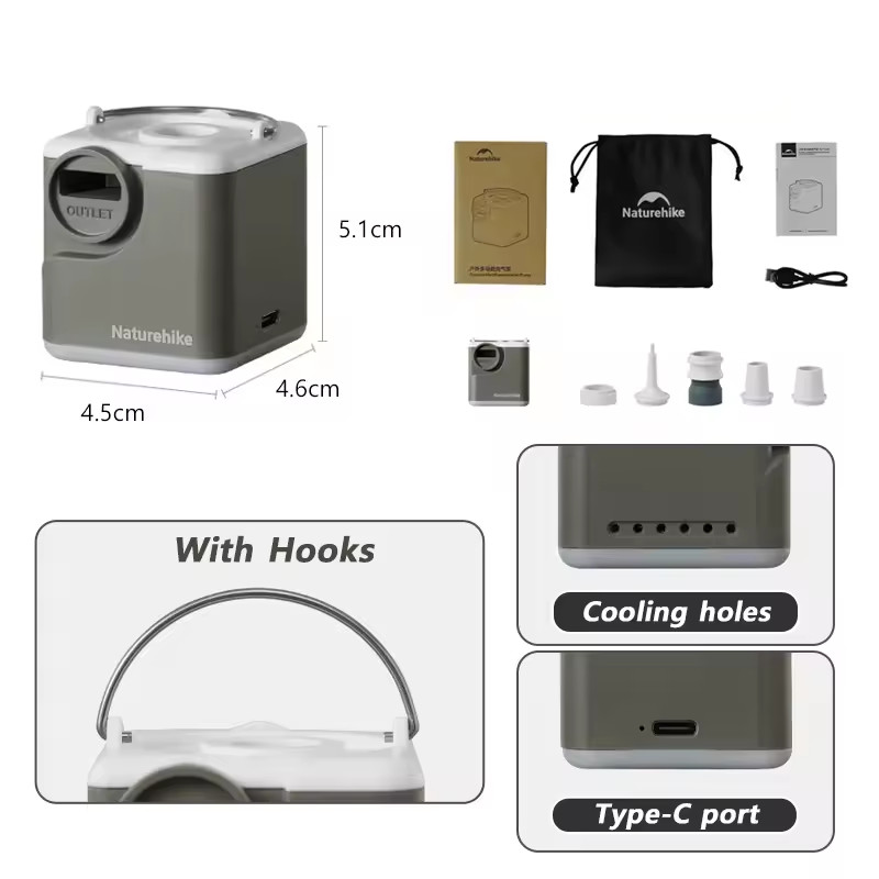 Naturehike Şarjlı Mikro Pompa - Çok Fonksiyonlu - Görsel 8