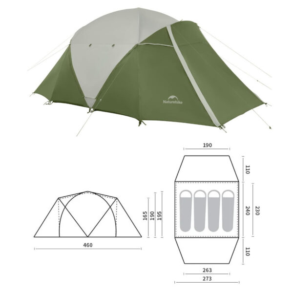 Naturehike Kota 4 Kişilik Glamping Çadır - 4 Mevsim - Görsel 8
