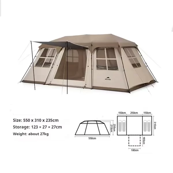 Naturehike Village 17 Glamping Çadır İki Odalı - 4 Mevsim - Görsel 8