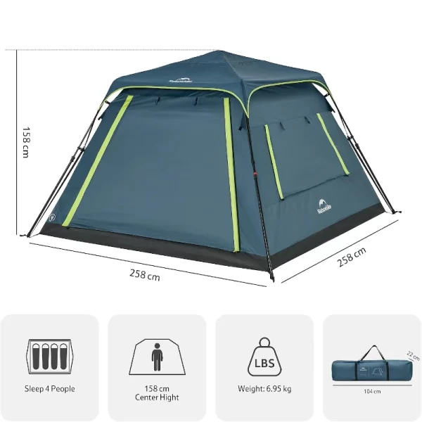 Naturehike Cape 4 Kişilik Otomatik Glamping Çadır - Görsel 8