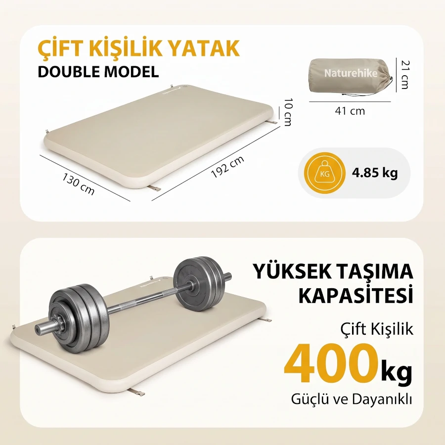 Naturehike 2 Kişilik Glamping Şişme Yatak - Drop Stitch - Görsel 6
